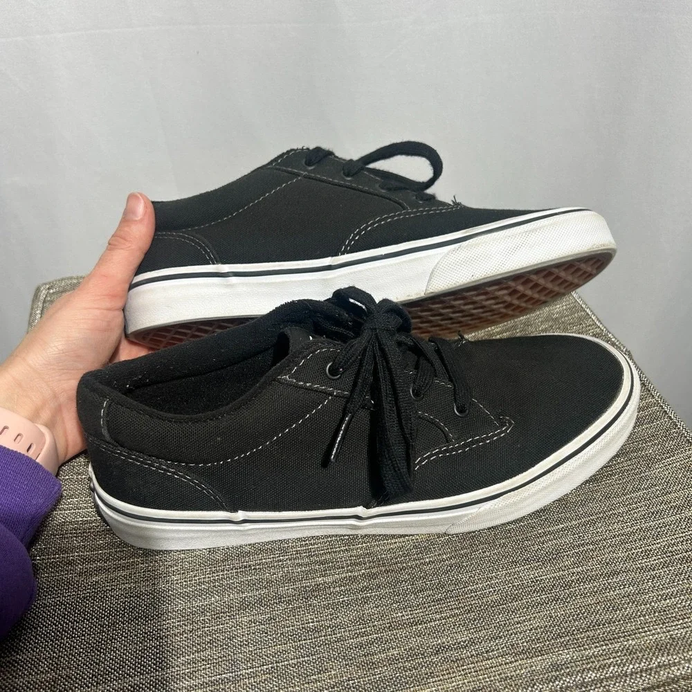 Vans Youth Size 6 Athletic Low Top‎ Textile Canvas Skate Shoes Black TB4R